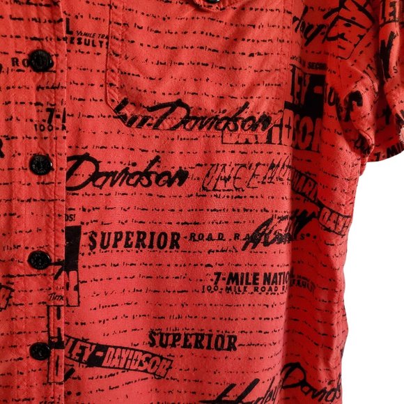 HARLEY-DAVIDSON Short Sleeve Allover Print Button Down Shirt - Picture 5 of 13
